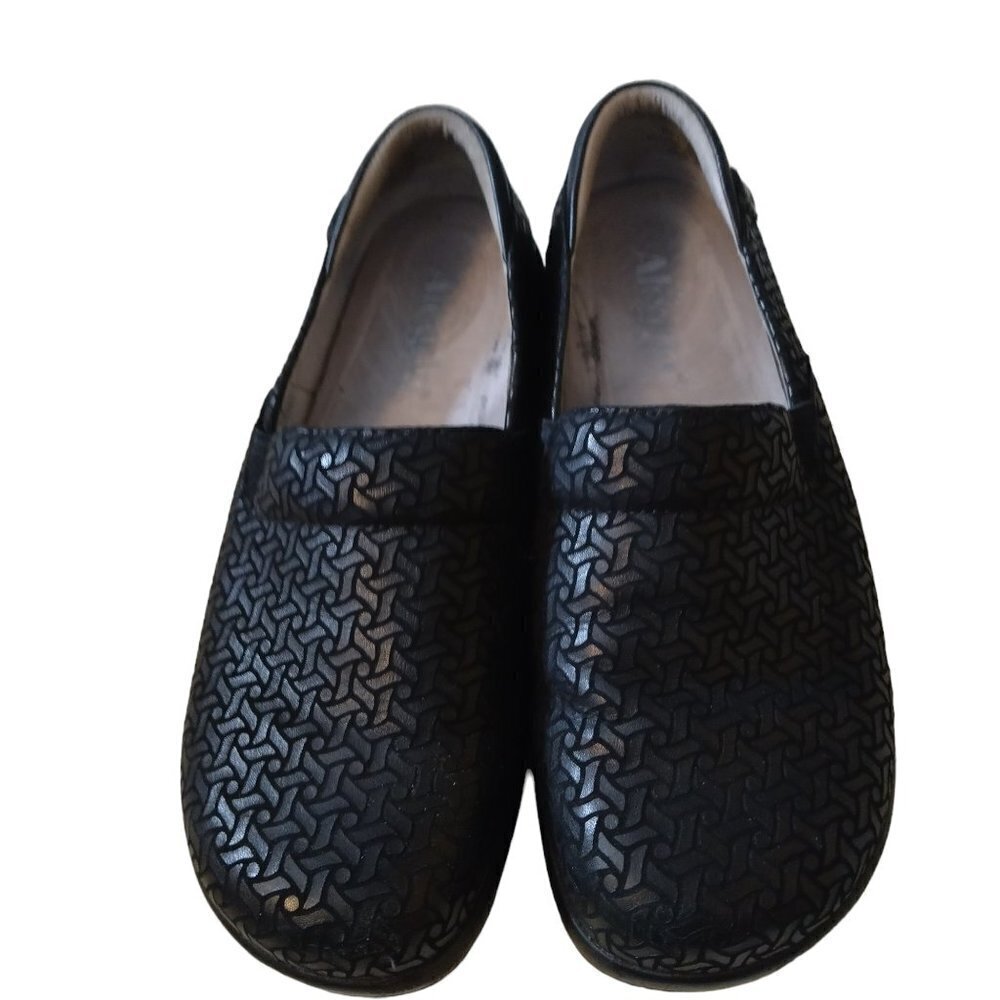 Alegria Kel-264 Black Geometric Pattern Clog Slip On Nurse Comfort Shoe Size 38